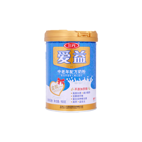 三元爱益高钙中老年配方奶粉专为中老年人设计900g无糖中老年奶粉