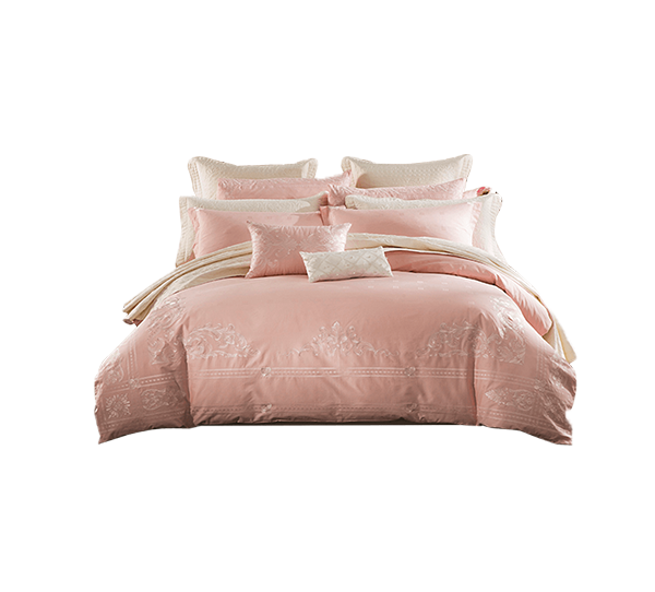 Pure color double combination net red sanded cotton quilt cover sheet 4-piece set