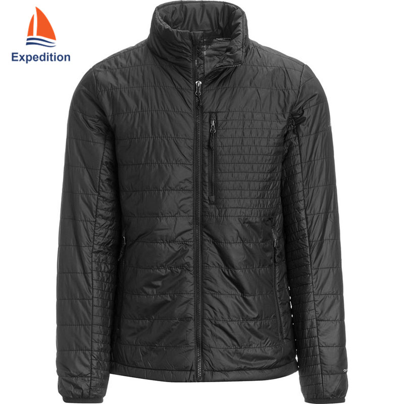 IJ-021-Insulated Jackets for men, not waterproof, quilting style, GRS , outshell+polyfill+lining, used for normal working, outing, climbing, camping,etc, in spring, autumn, winter.