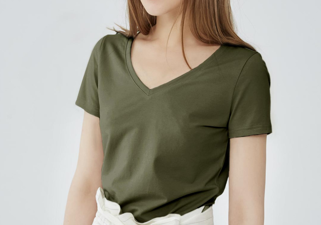 TS-003-T-shirt for women, round collar or V-shape collar style, used for outing, normal working, doing exercise, jogging,etc in spring, autumn.