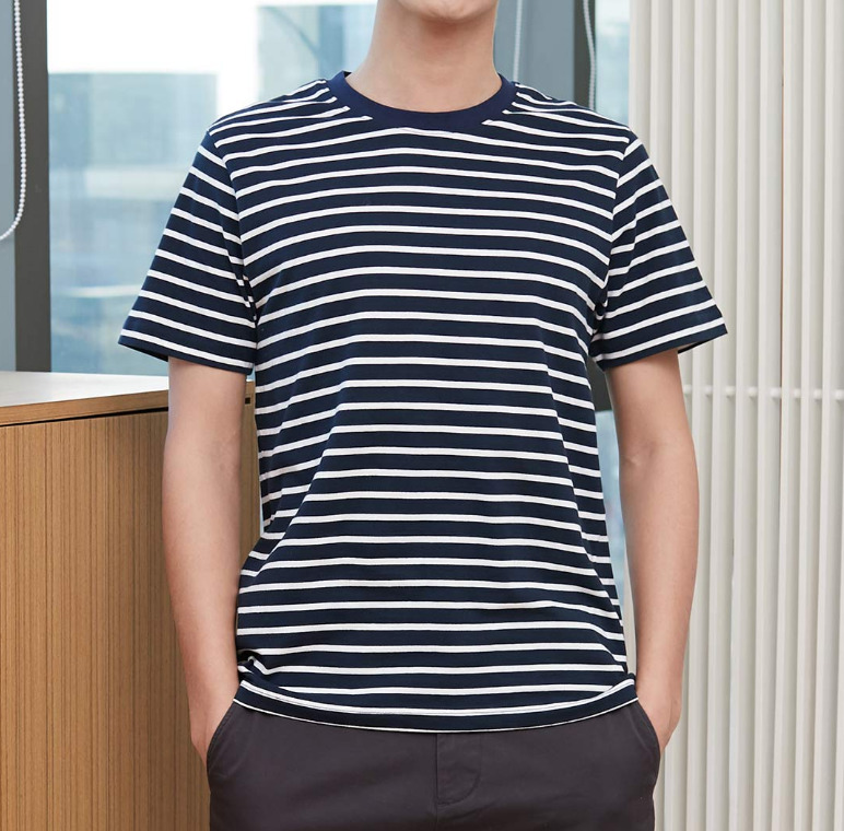 TS-006-T-shirt for men, with stripe, used for outing, normal working, doing exercise, jogging,etc in spring, autumn.