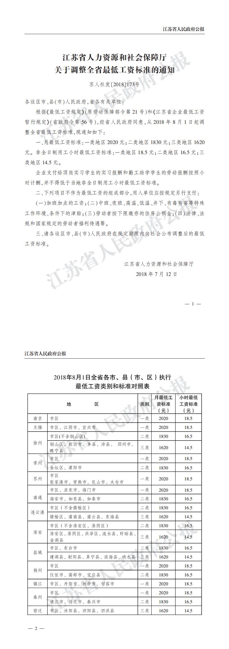2018.8.1 江苏省关于最低工资的通知_0