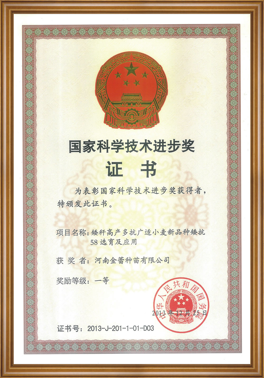 国家科技进步一等奖