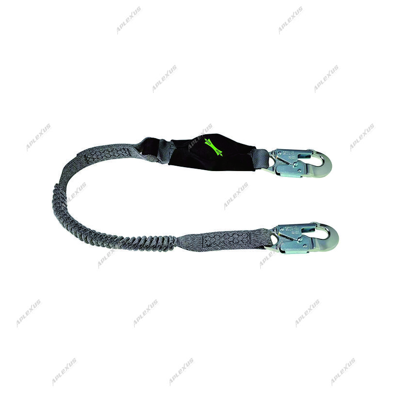 Single elastic leg shock absorbing lanyard