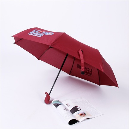 素色广告伞简约纯色三折晴雨伞、单版印刷logo广告伞礼品折叠伞