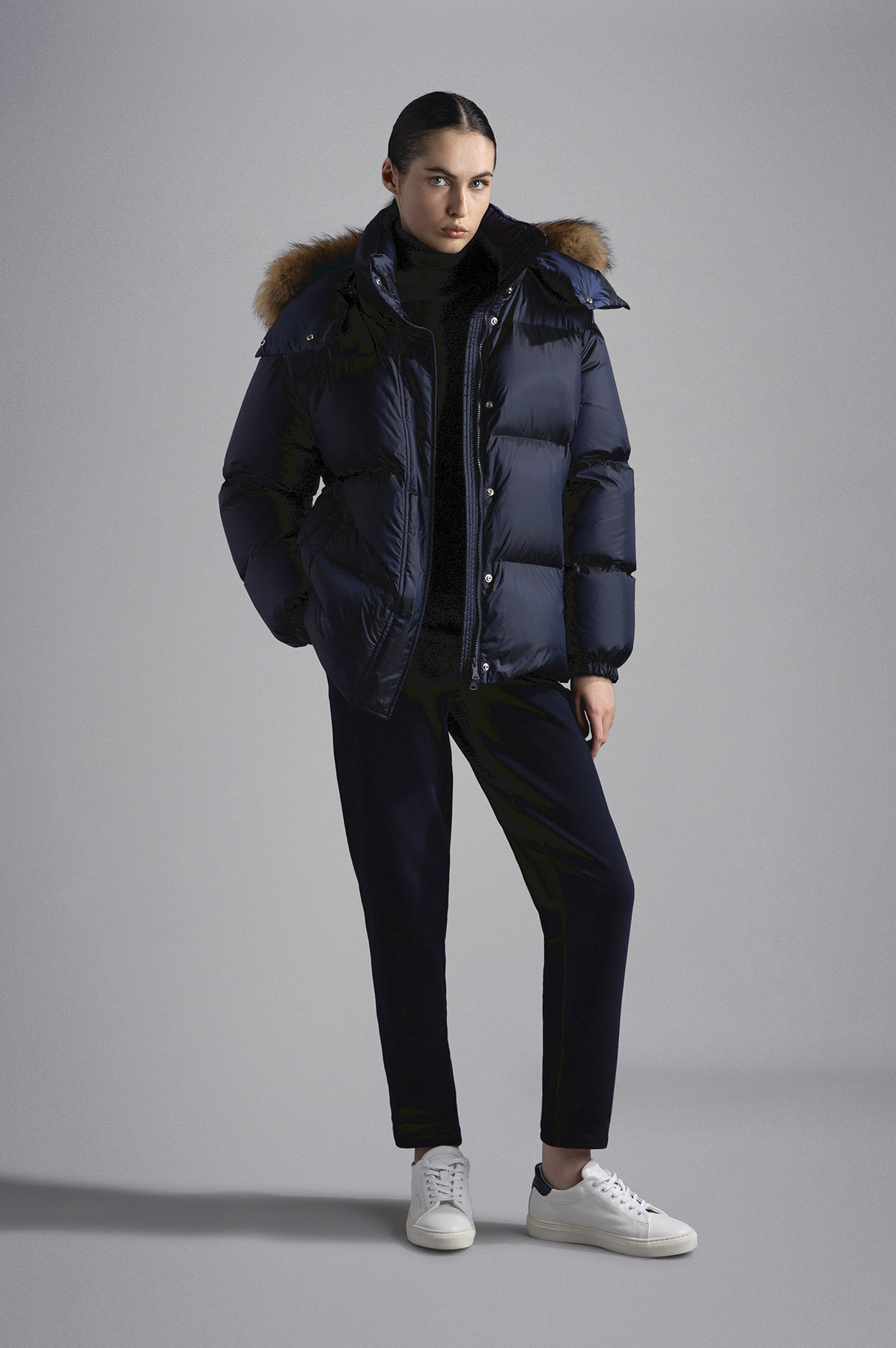 QUILTED JACKET WITH DETACHABLE FUR