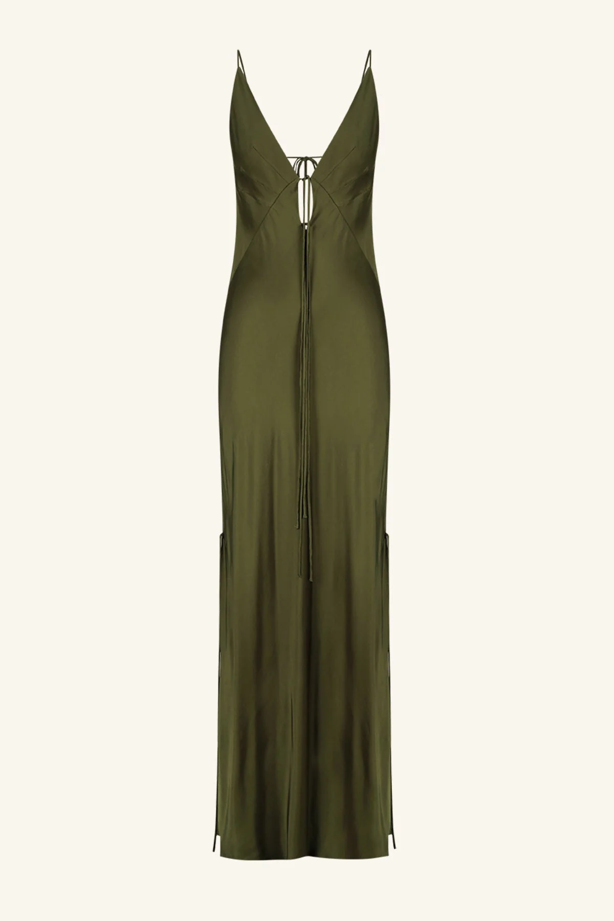 Shae Plunged Slip Tie Maxi Dress - Pine Green