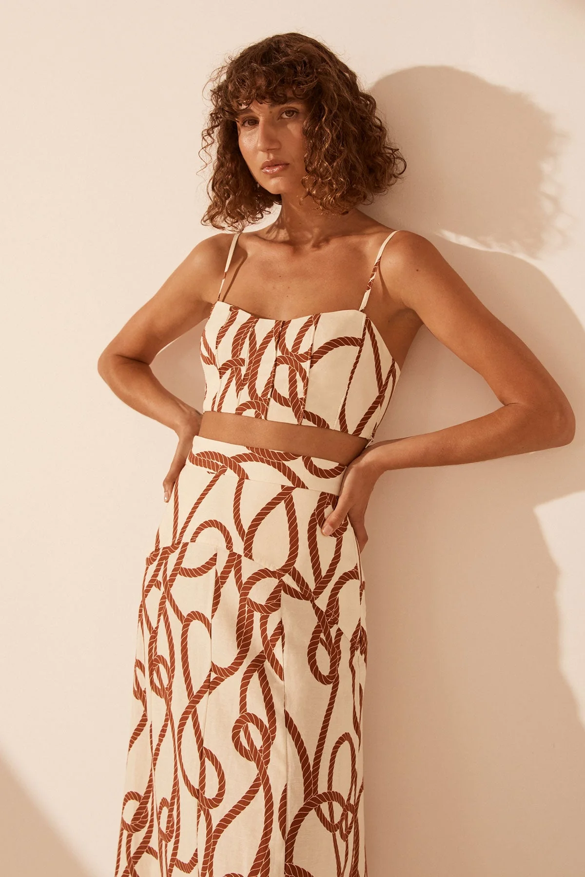 Mouillage Linen Panelled Fit & Flare Midi Skirt