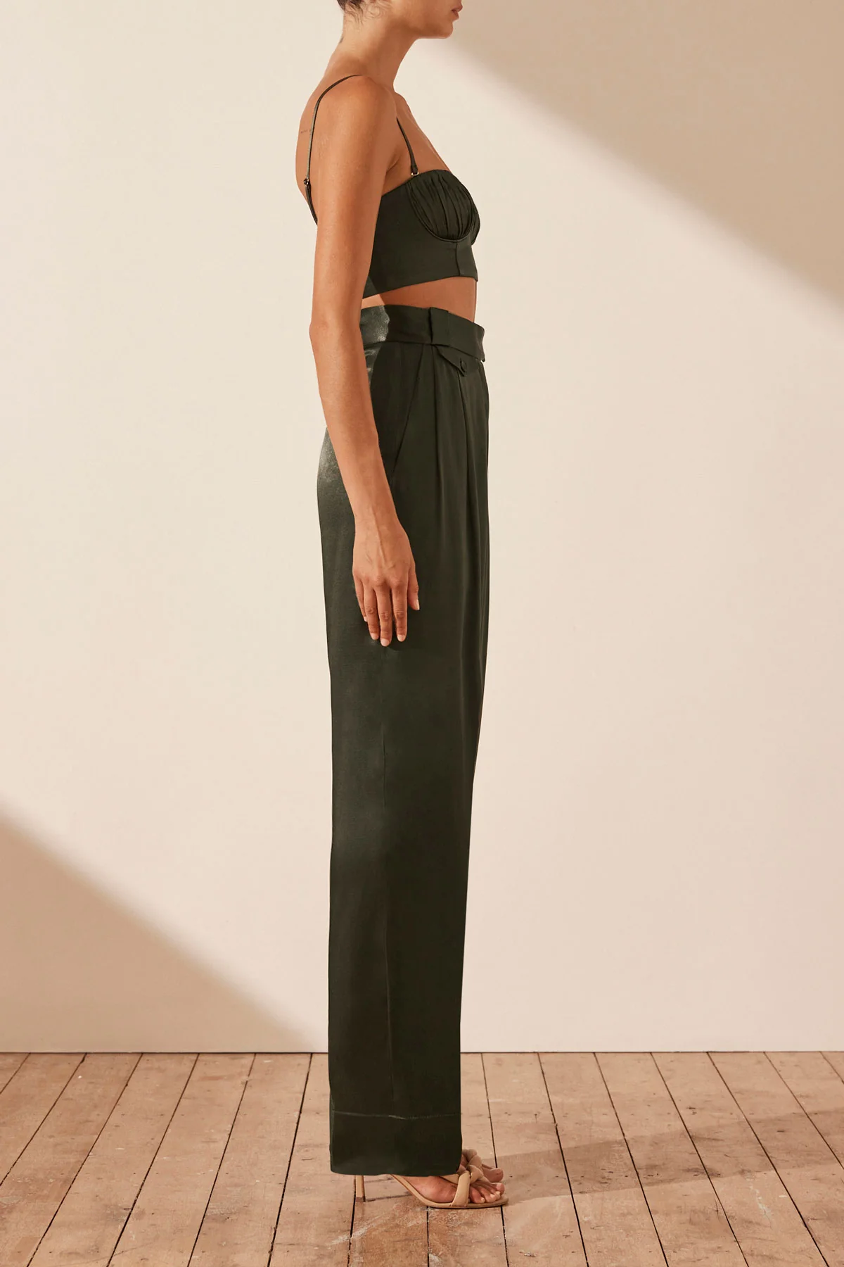 La Lune High Waisted Tailored Pant - Forest