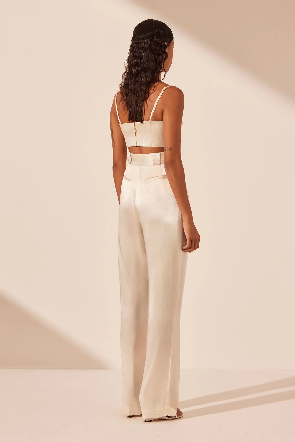 La Lune High Waisted Tailored Pant - Cream