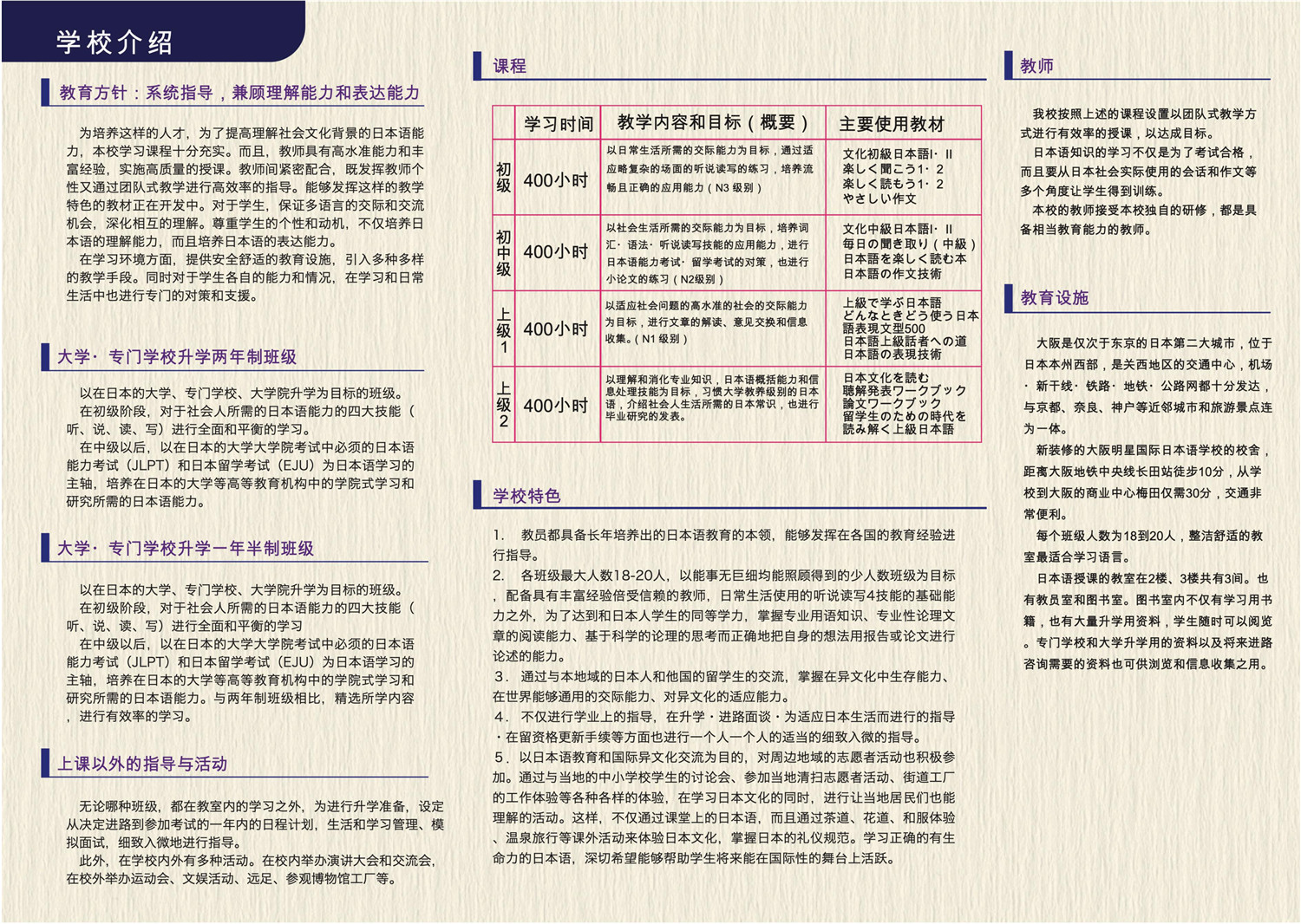 大阪明星国际日本语学校 山东金桥劳务合作服务有限公司