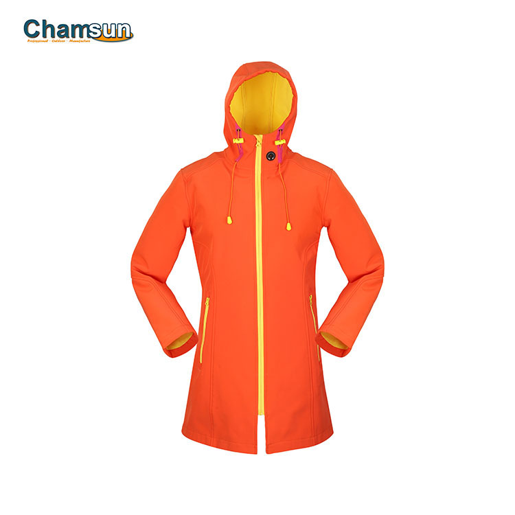 ZS-WSF18002-Women orange hot sale long softshell jacket
