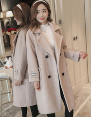 Tweed coat female Hepburn wind wool coat female 2021 autumn and winter new Korean version Lapel loose wool