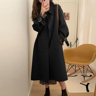 Medium and long women's wear 2021 new autumn and winter new Korean medium and long knee tweed coat small Hepburn style thin woolen coat women