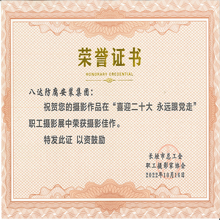 集團攝影作品榮獲“喜迎二十大 永遠跟黨走”職工攝影展攝影佳作