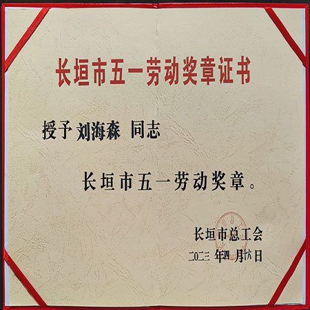 集团副总裁刘海森被授予“长垣市五一奖章”
