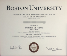 美国波士顿大学毕业证样本图片购买