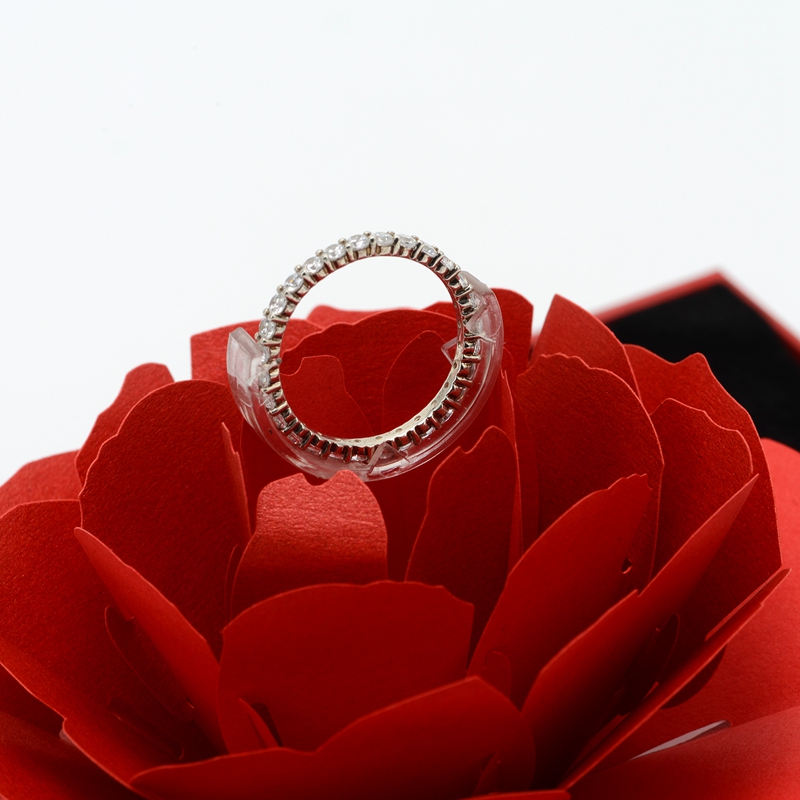Rhombus Shape Rose Flower Ring Box (JB-07)
