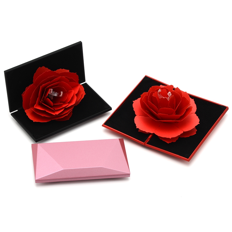 Rhombus Shape Rose Flower Ring Box (JB-07)