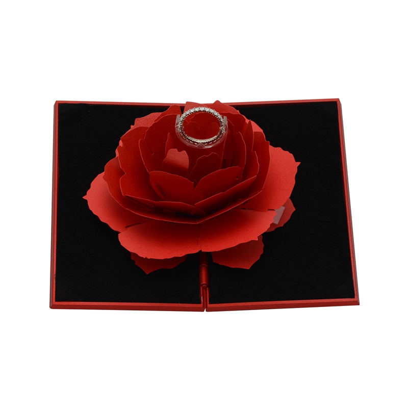 Rhombus Shape Rose Flower Ring Box (JB-07)