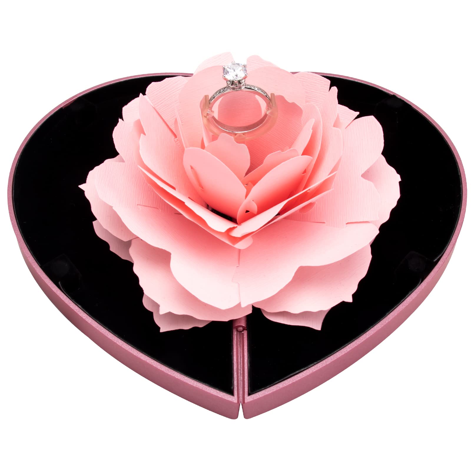 Heart Shape Rose Flower Ring Box (JB-08)