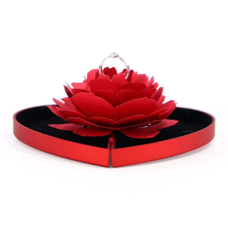 Heart Shape Rose Flower Ring Box (JB-08)