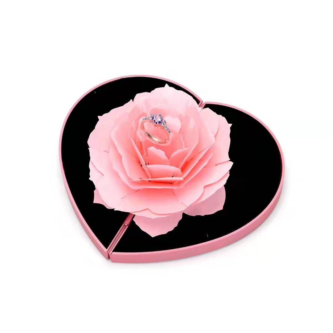 Heart Shape Rose Flower Ring Box (JB-08)