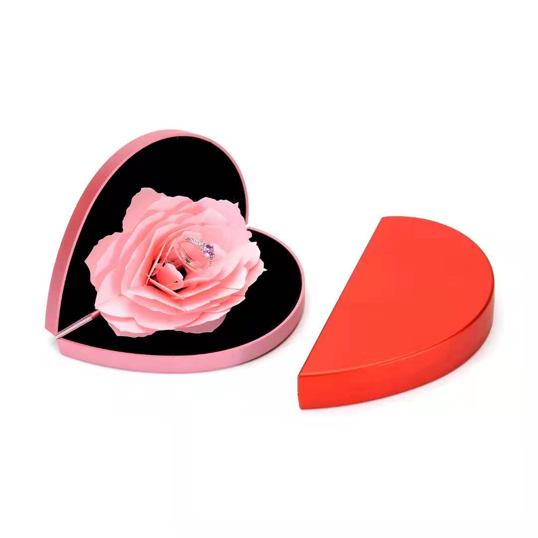 Heart Shape Rose Flower Ring Box (JB-08)