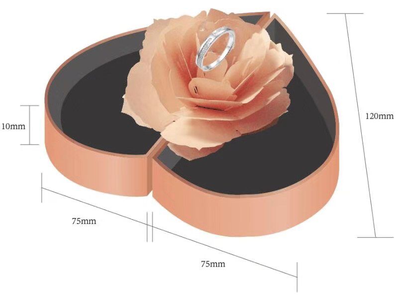 Heart Shape Rose Flower Ring Box (JB-08)
