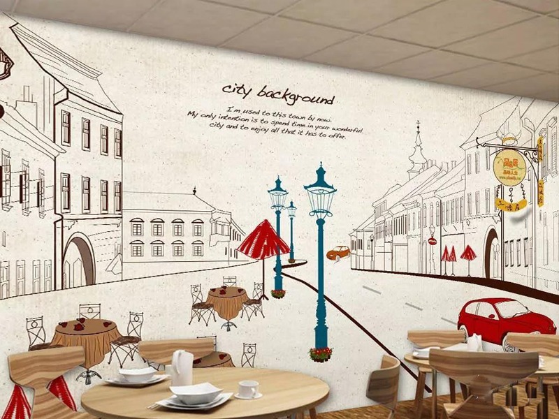 素材-咖啡馆手绘墙17