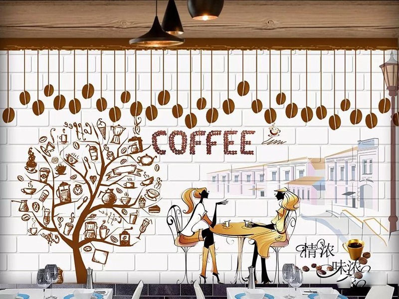 素材-咖啡馆手绘墙16