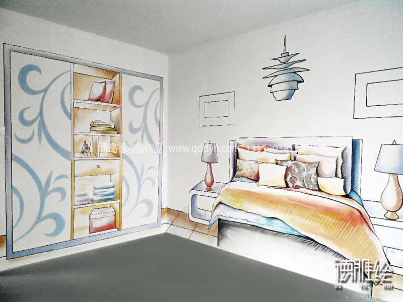 淡彩型样板间彩绘之主卧室