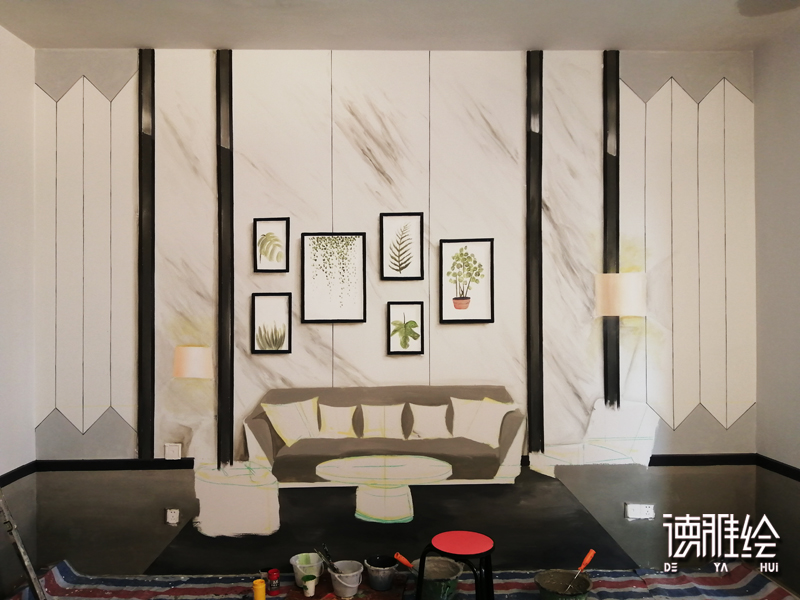 现代轻奢风格3D样板间手绘教程之沙发墙刻画沙发  