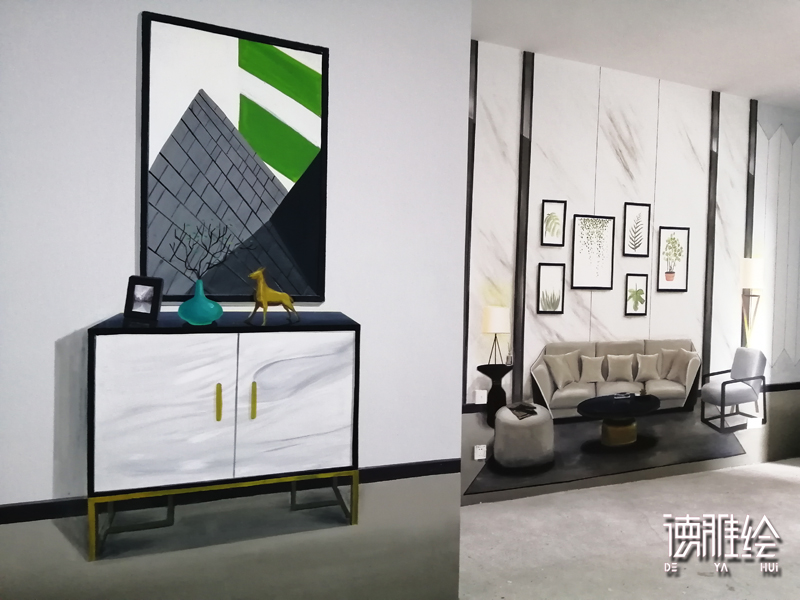 现代轻奢风格3D样板间手绘教程之沙发墙完成整体效果