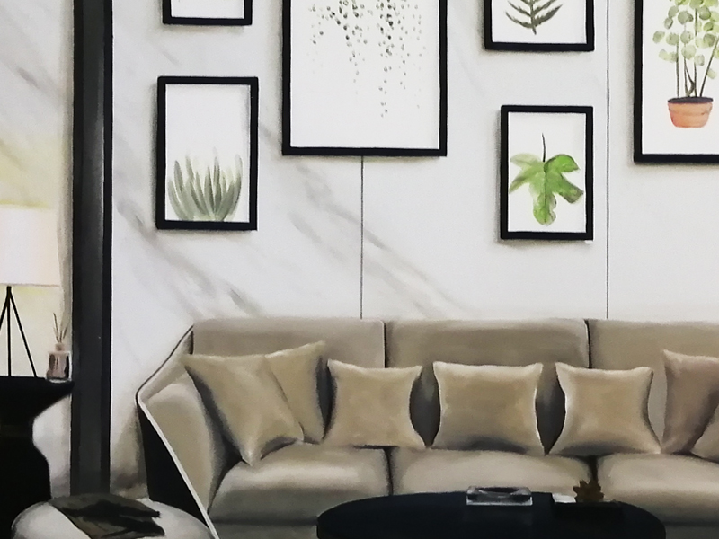 样板间手绘 | 现代轻奢风格3D样板间手绘教程之沙发墙