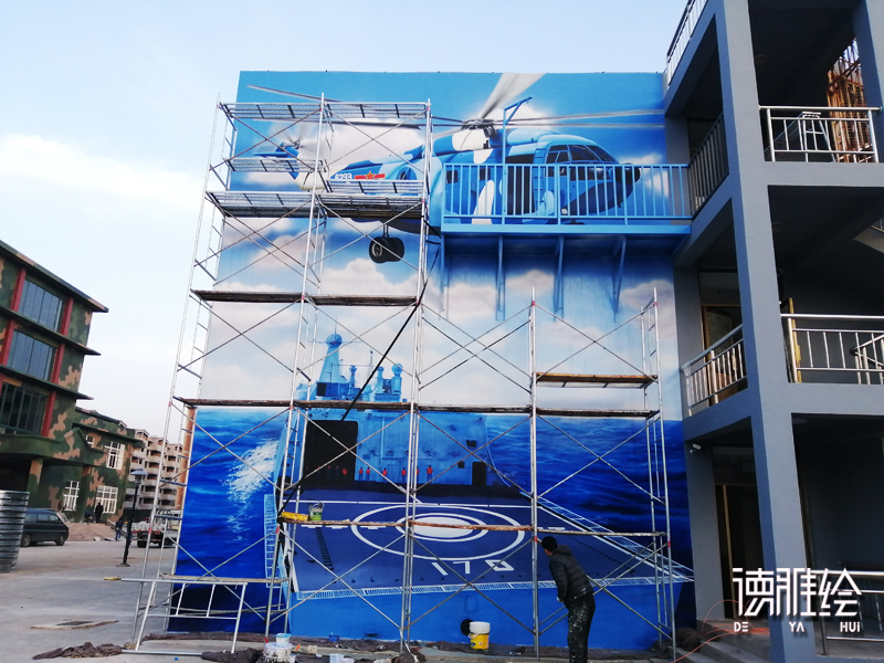 楼体墙绘-模拟海上救援大型楼体彩绘2