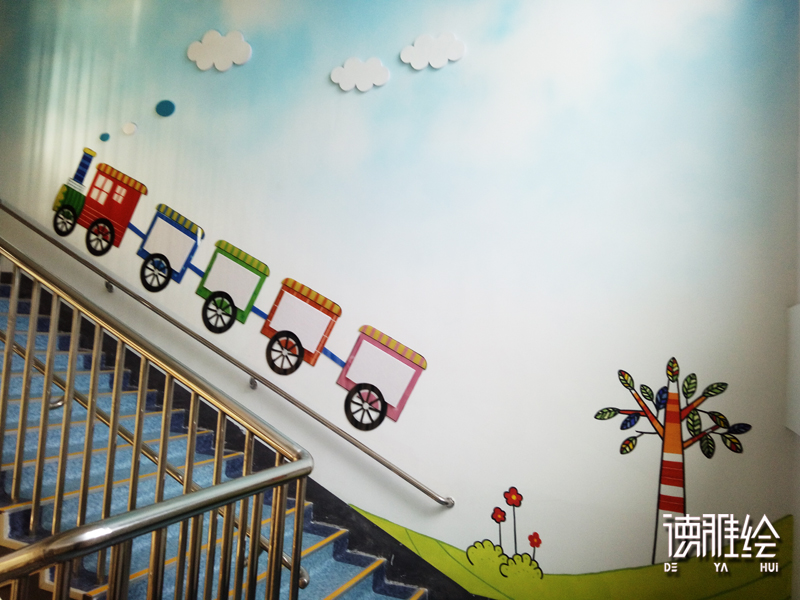 幼儿园墙体彩绘-青岛九水幼儿园彩绘4