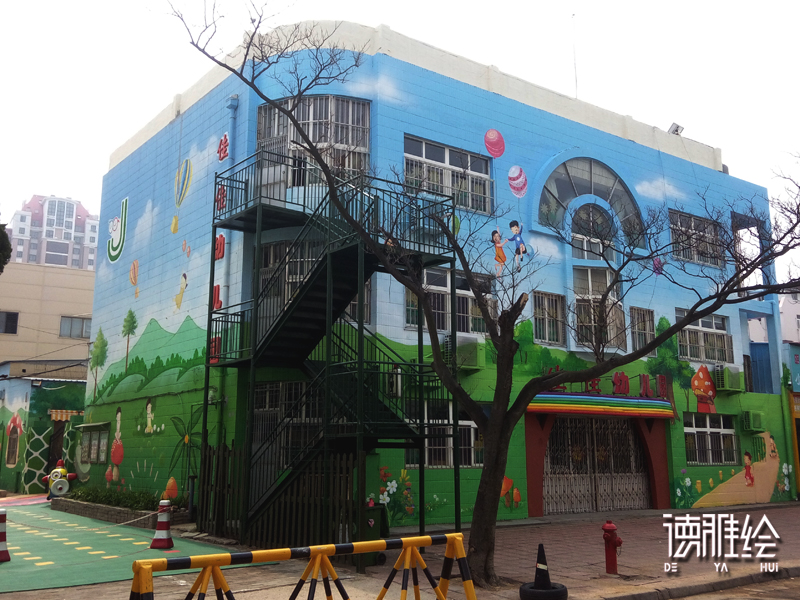 幼儿园墙绘-青岛佳佳幼儿园外墙彩绘5