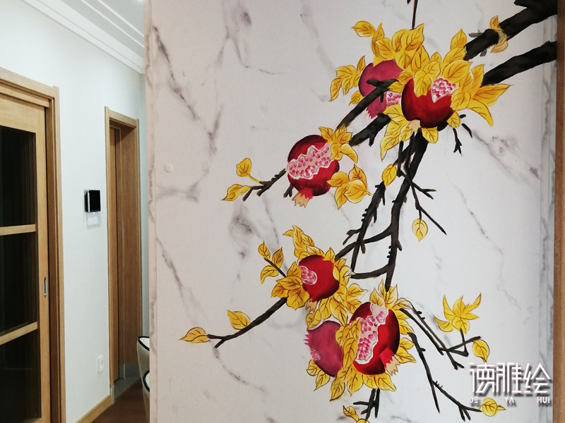 家装彩绘-青岛蔷薇公馆手绘背景墙