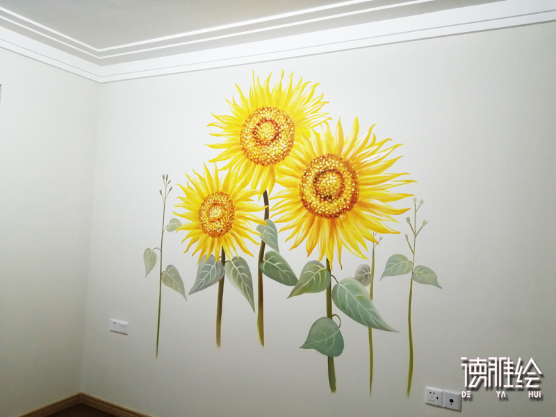 家装彩绘-青岛蔷薇公馆手绘背景墙之卧室背景墙