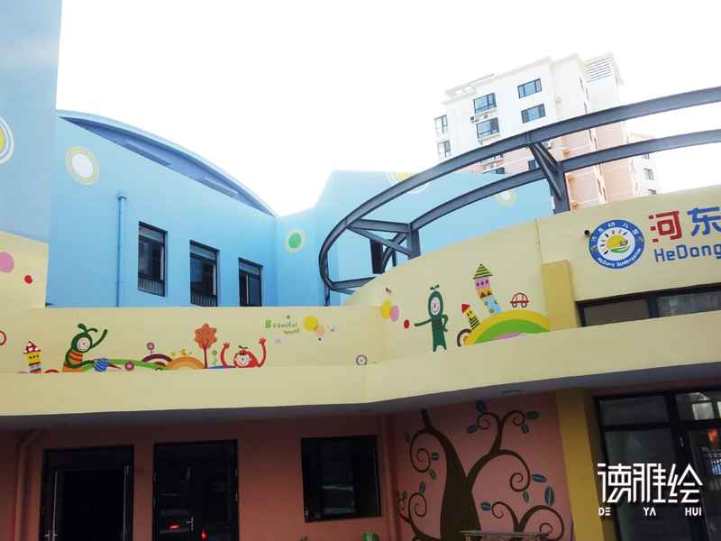 幼儿园墙绘-青岛河东幼儿园室内外彩绘3