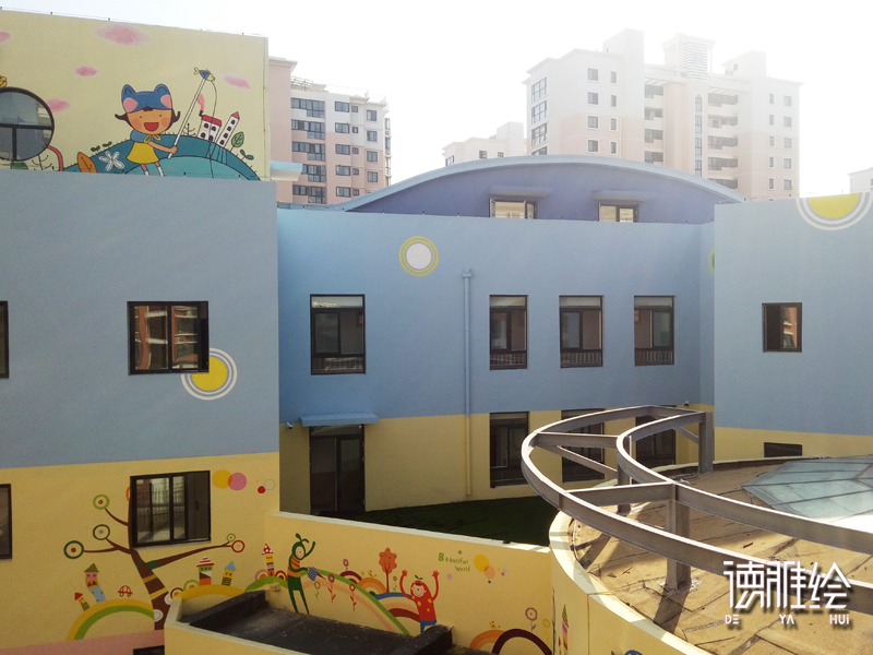 幼儿园墙绘-青岛河东幼儿园室内外彩绘4