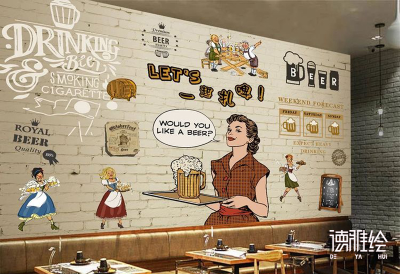 ▲手绘墙图片｜酒吧不仅仅只有酒，还有手绘墙 | 酒吧手绘墙设计效果图11