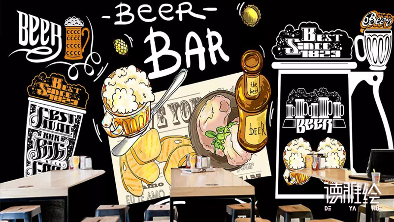 ▲手绘墙图片｜酒吧不仅仅只有酒，还有手绘墙 | 酒吧手绘墙设计效果图9