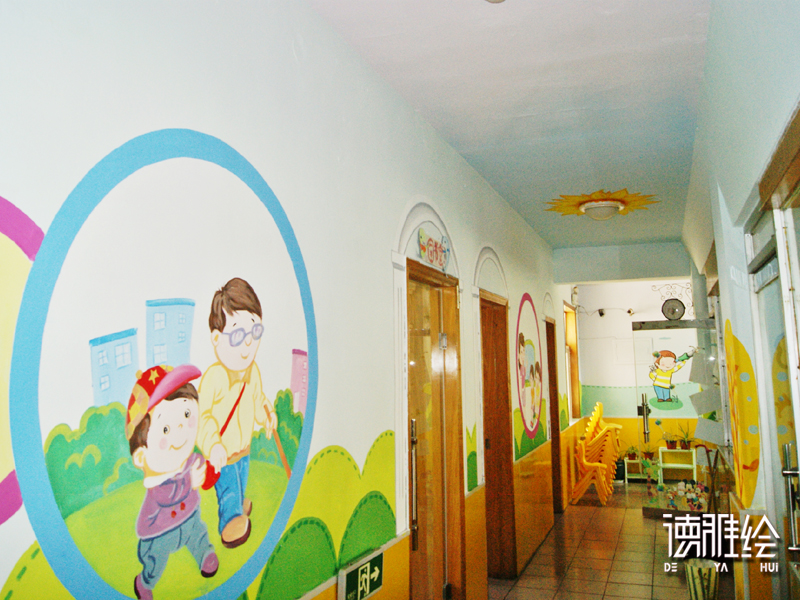 ▲幼儿园走廊墙绘-青岛佳佳幼儿园彩绘3