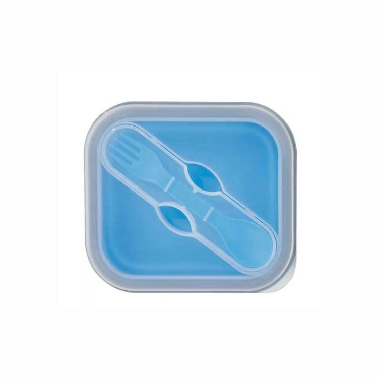 Collapsible Food Container with Dual Utensil