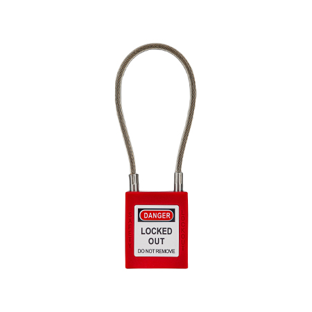 Insulated cable Safety Lockout Padlocks - 200mm wire line shackle