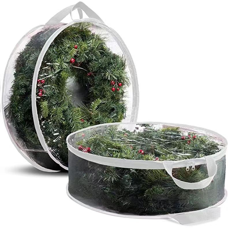 Christmas Garland Wreaths Storage Bag foldable pvc Clear Storage moving Bag with Reinforced Handle Container for Holiday Case