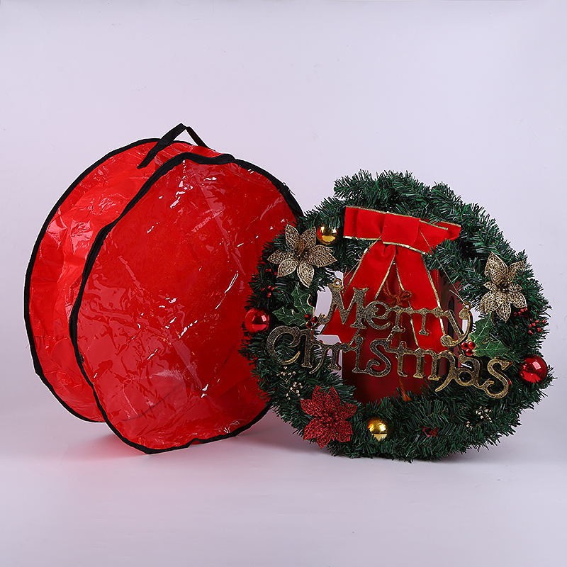 Durable Dual Zippered Xmas Tear Resistant Waterproof Christmas Wreath Storage Bag With Handles