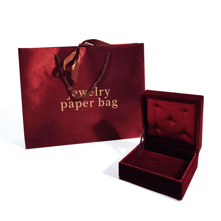 Customized luxury ring earring pendant necklace jewelry jewellery set gift shopping packaging paper tote bag with ribbon handle